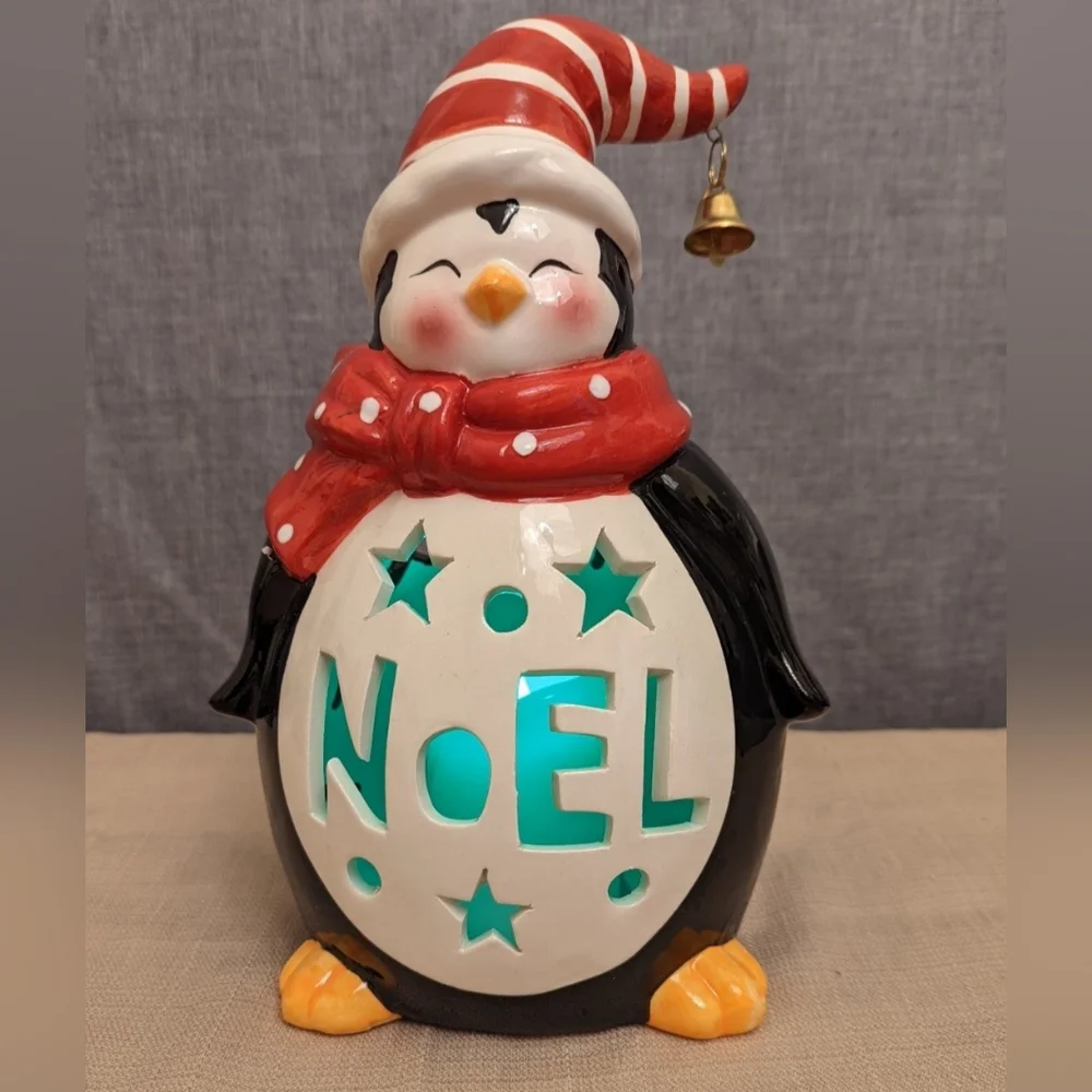 Loblolly Pines Holiday Luminaries Color Changing LED Ceramic Christmas Penguin
